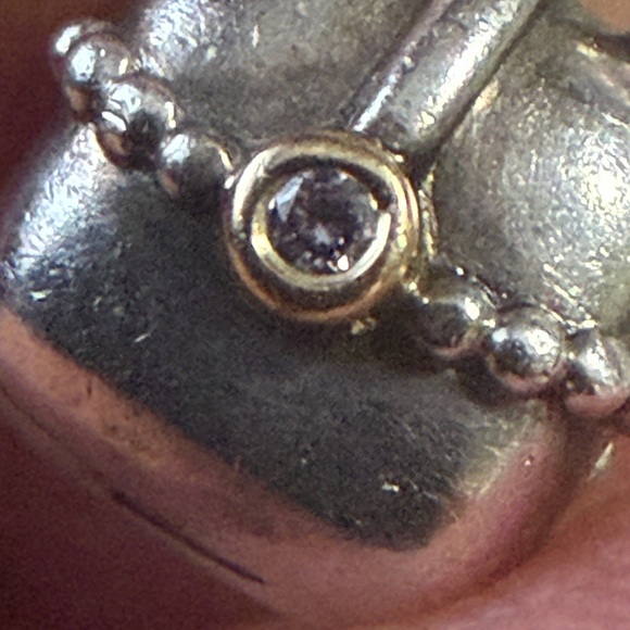 Authentic PANDORA PURSE Silver W/  CZ CLIP 14K YELLOW GOLD - Picture 5 of 5